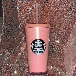Starbucks holiday sparkly pink cold cup
